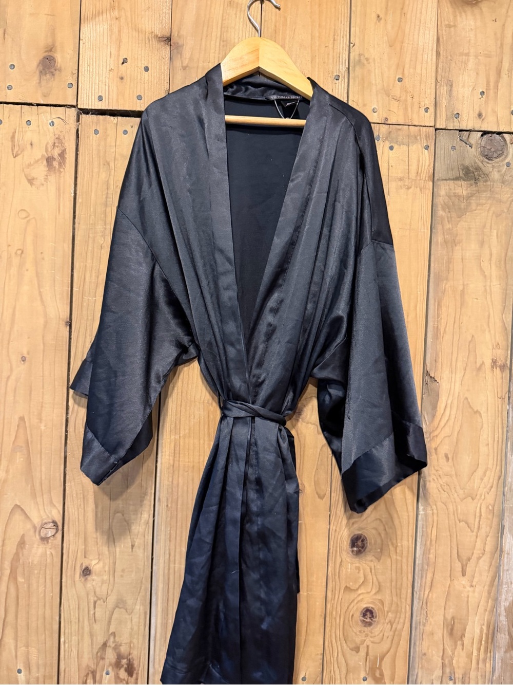 Victoria's Secret Black Satin Kimono Robe